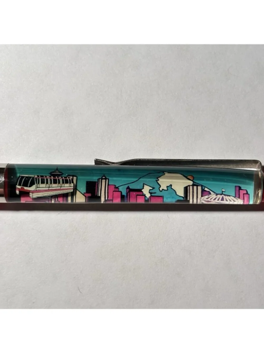 Seattle Washington Floaty Pen Monorail Train Car Moves by City and Space Needle